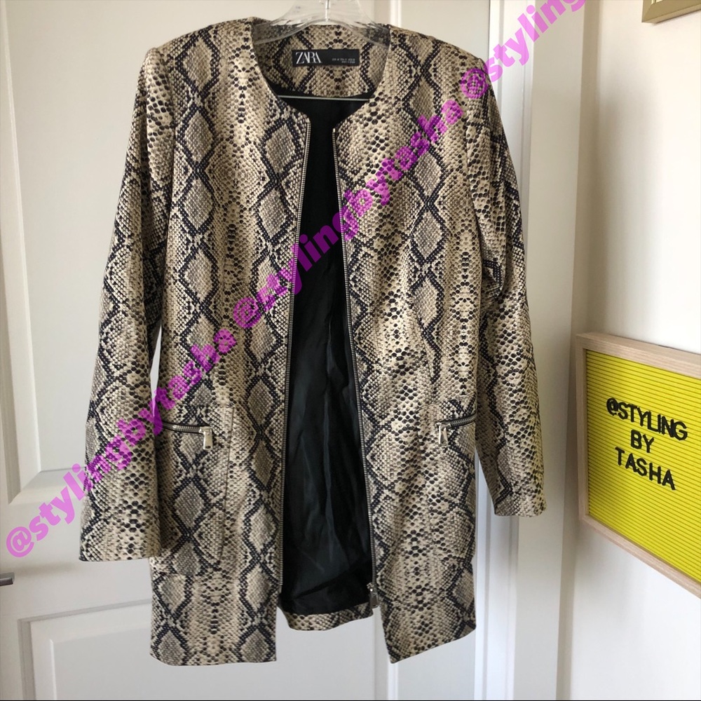 NWOT ZARA Snakeskin Frock Dress Coat SZ L in Women - Picture 3 of 7